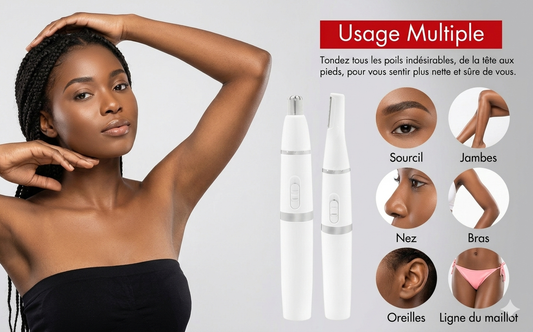 Tondeuse à sourcils et rasoir nez portable pour femme et homme.