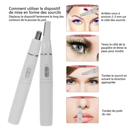 Tondeuse à sourcils et rasoir nez portable pour femme et homme.